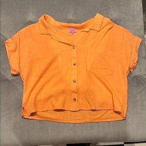 Coral Button-Up Women's Top